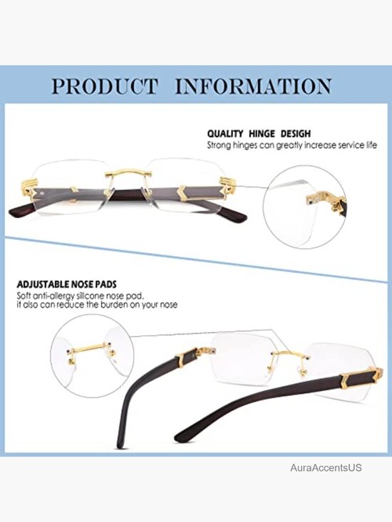 Rimless Rectangle Sunglasses Retro Frameless Square Shade Y2K Eyewear main image 7